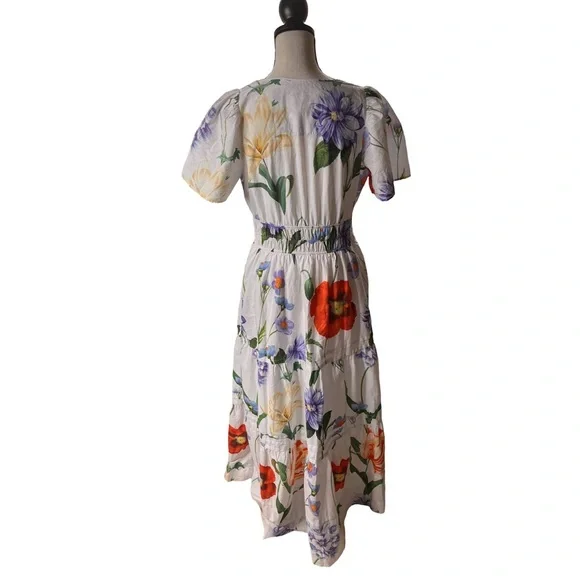 Maeve by Anthropologie Somerset Maxi Floral Dress White Cotton Lined Size M - Picture 10 of 16